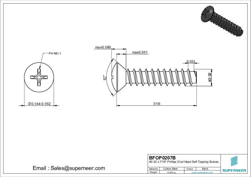 2-32 x 7/16" Phillips Oval Head Self Tapping Screws Steel Black Zinc Plated