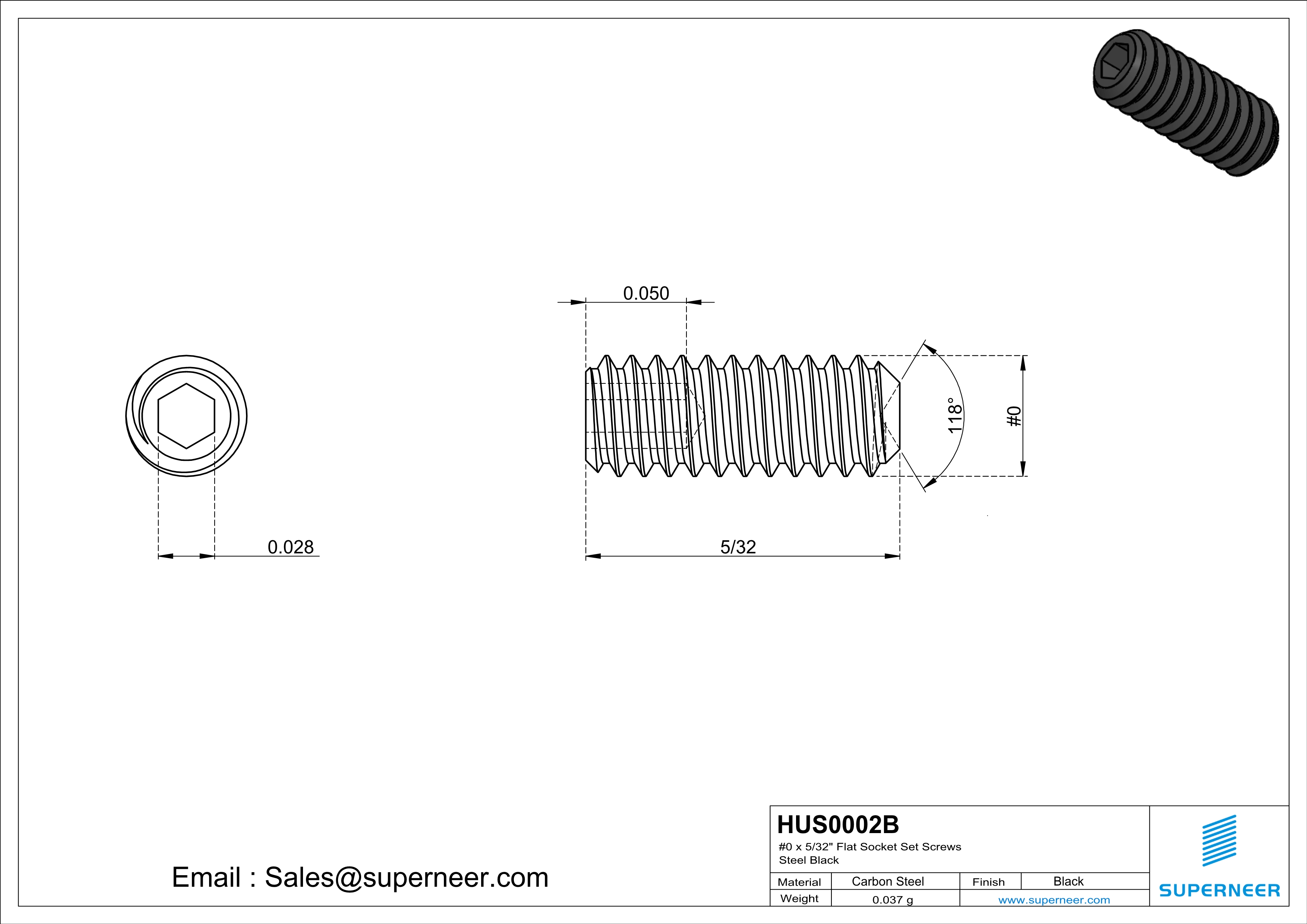 0 x 5/32" Socket Cup Point Set Screws Steel Black Inch