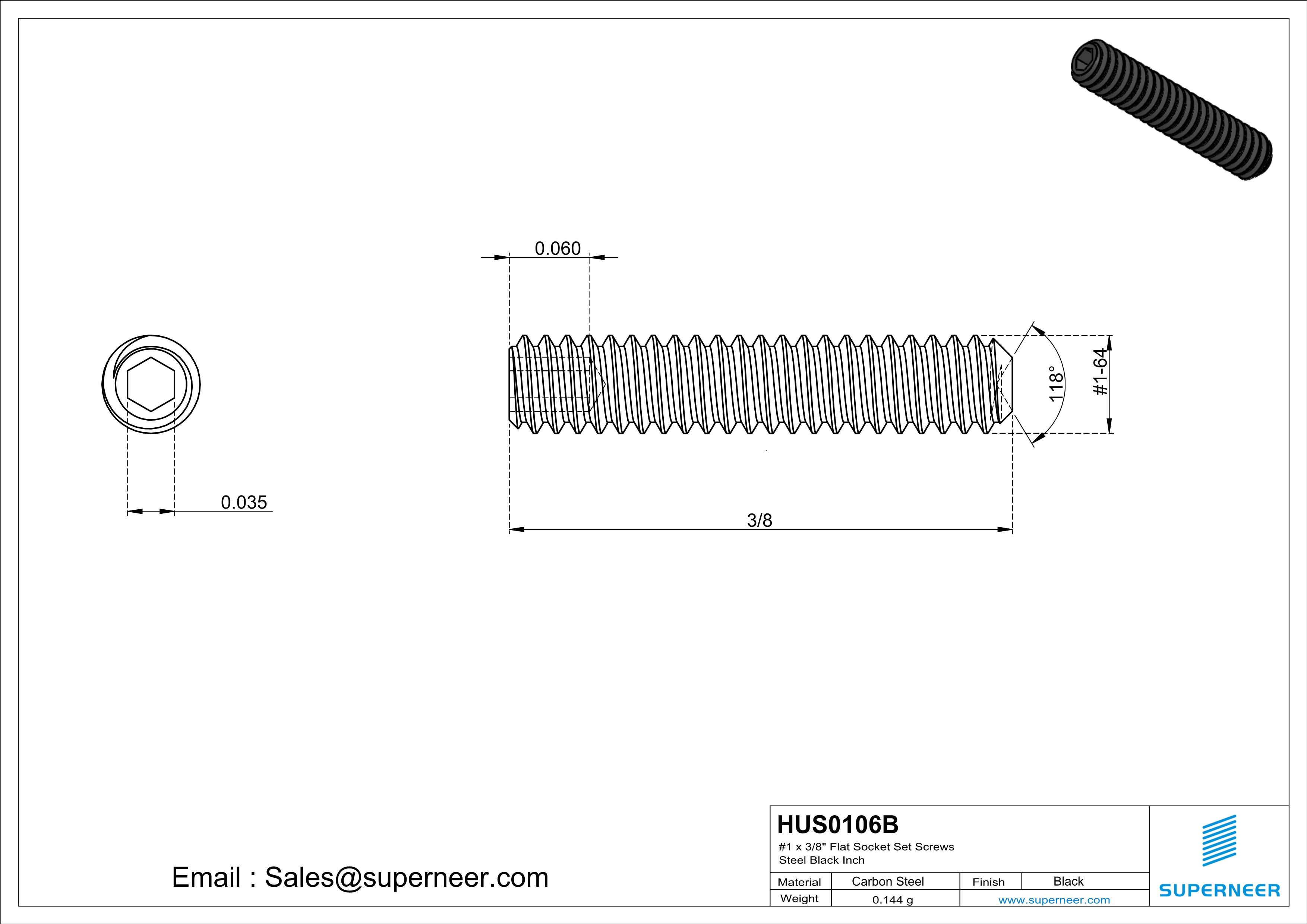 1 x 3/8" Socket Cup Point Set Screws Steel Black Inch