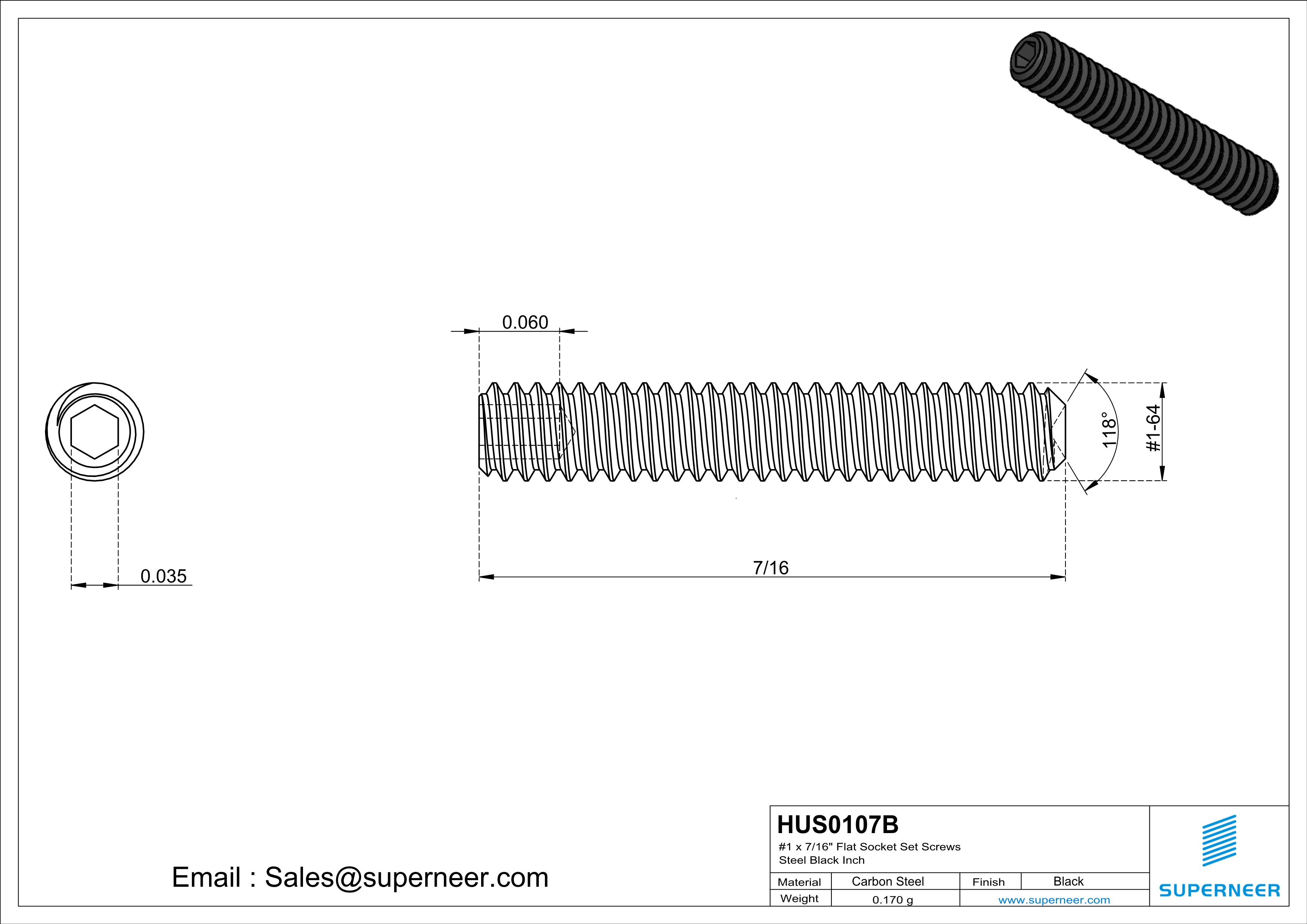 1 x 7/16" Socket Cup Point Set Screws Steel Black Inch