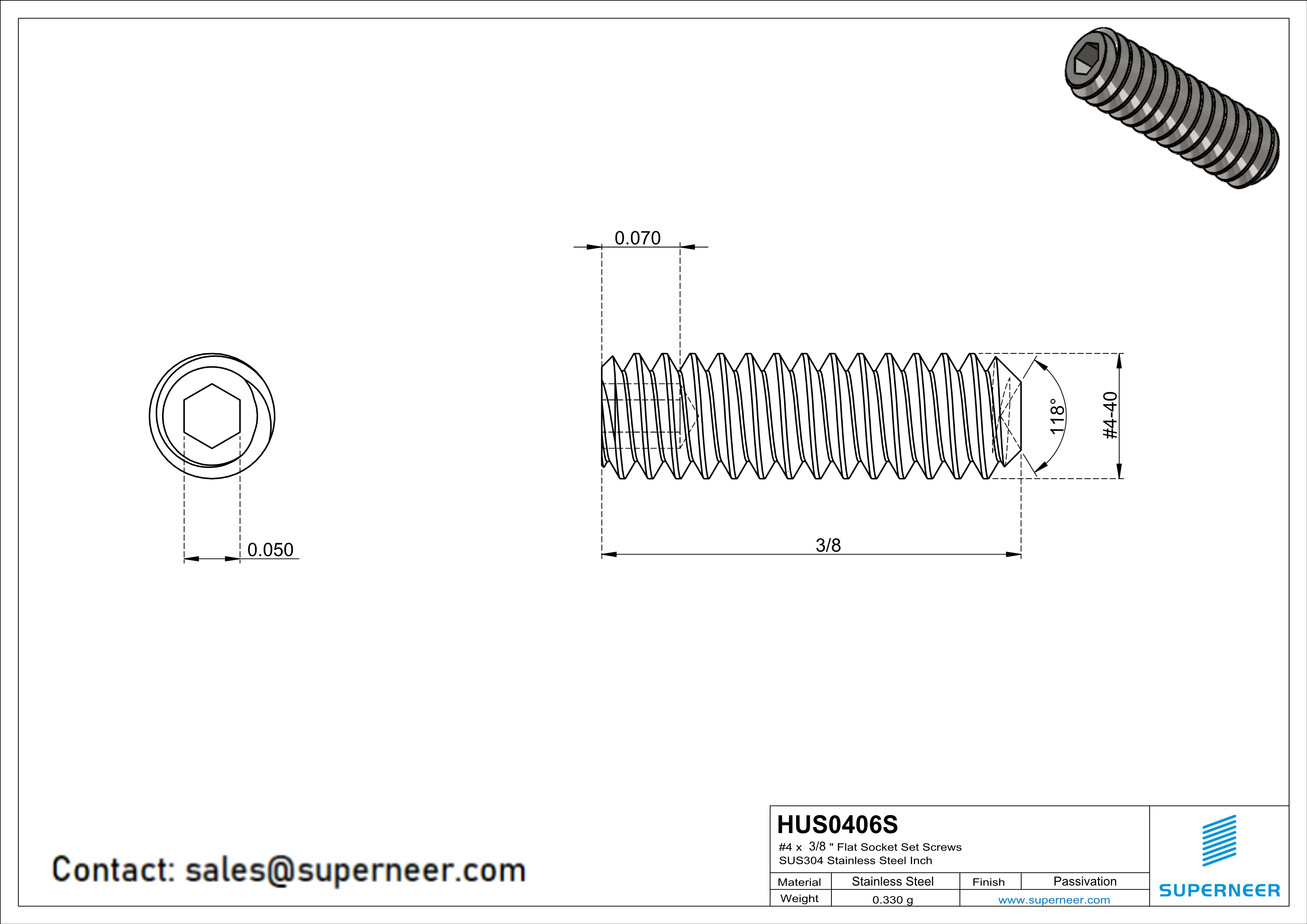 4 x 3/8" Socket Cup Point Set Screws SUS304 Stainless Steel Inox Inch