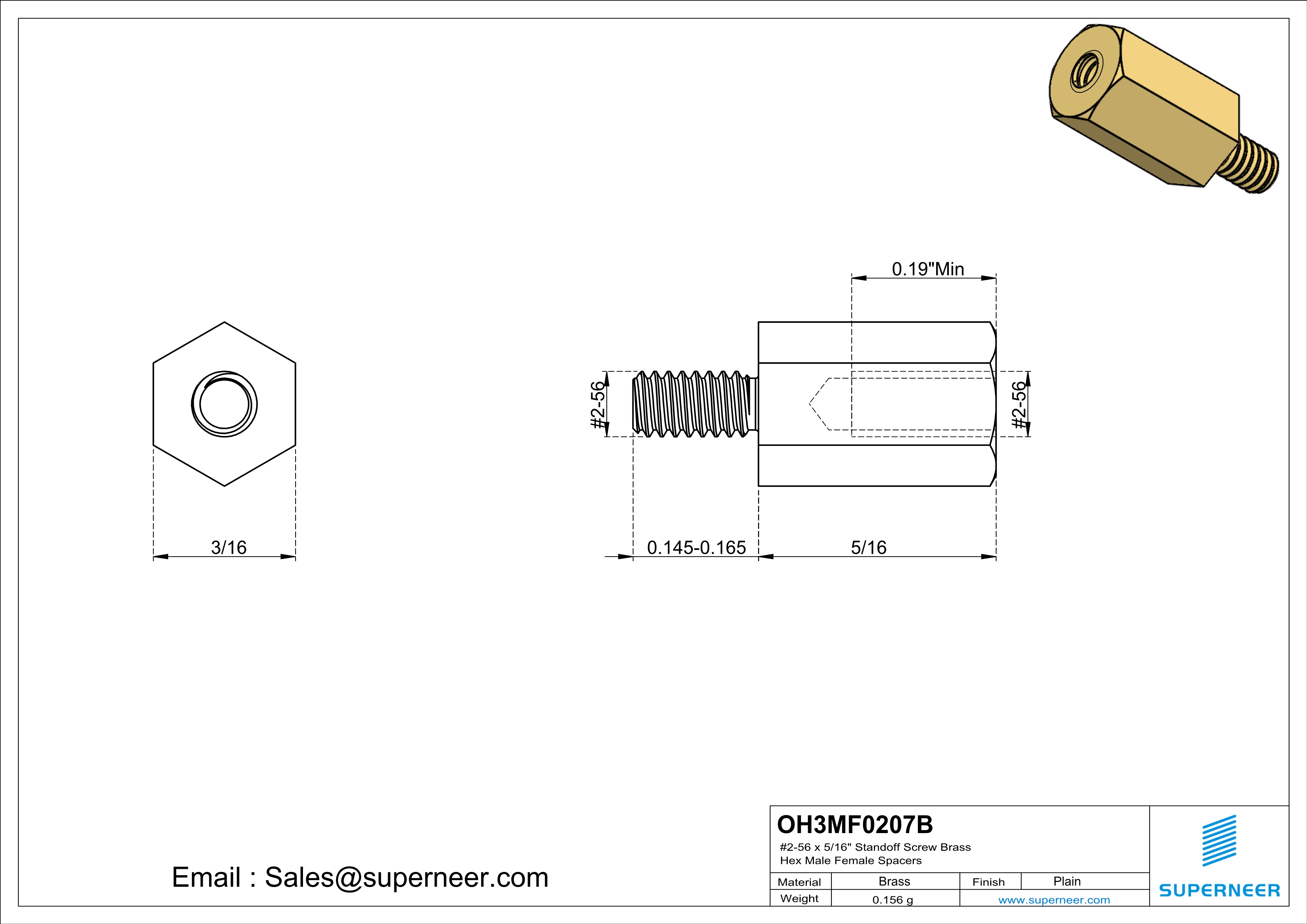 2-56 x 5/16" Standoff Screw Brass Hex Male Female Spacers 