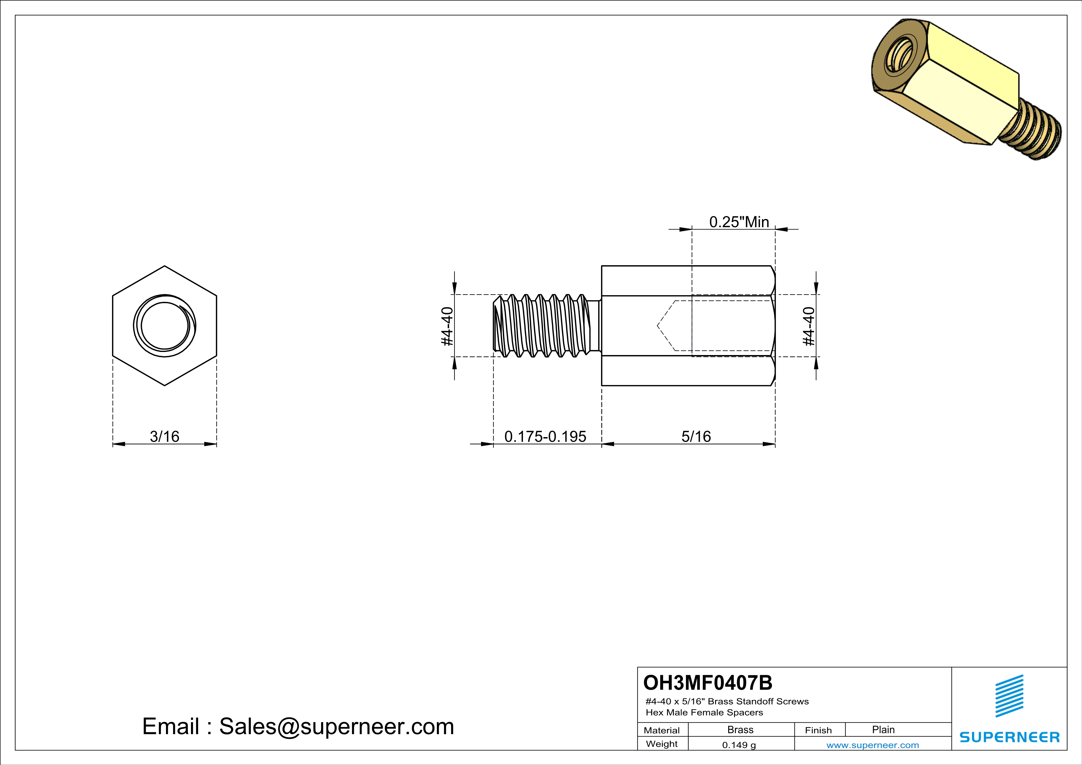 4-40 x 5/16" Brass Standoff Screws Hex Male Female Spacers 