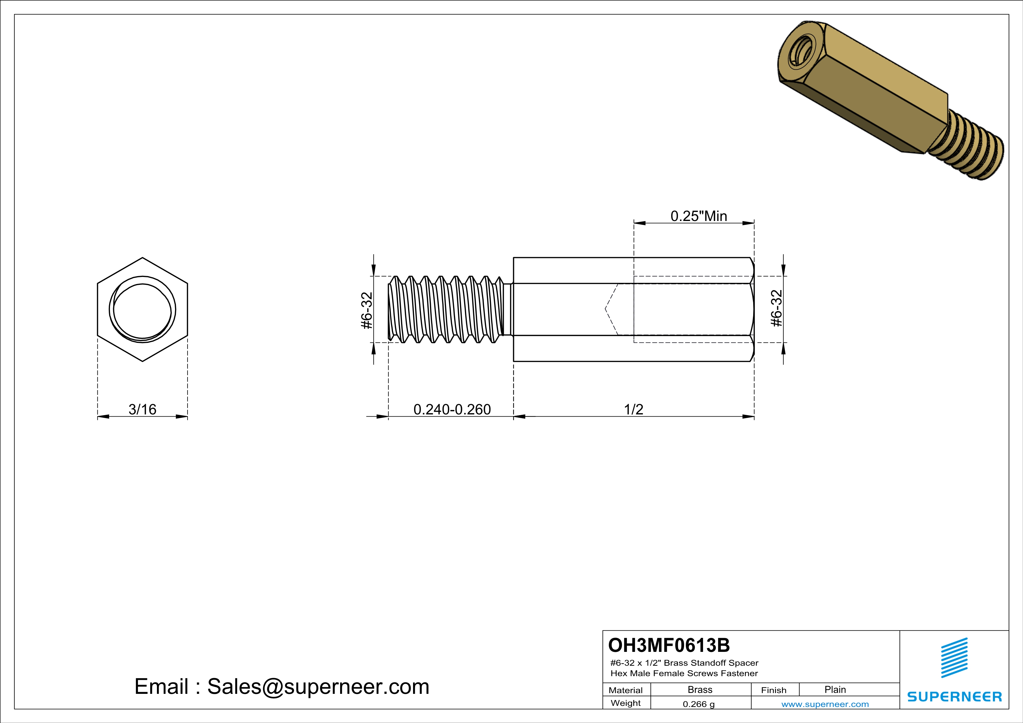 6-32 x 1/2" Brass Standoff Spacer Hex Male Female Screws Fastener