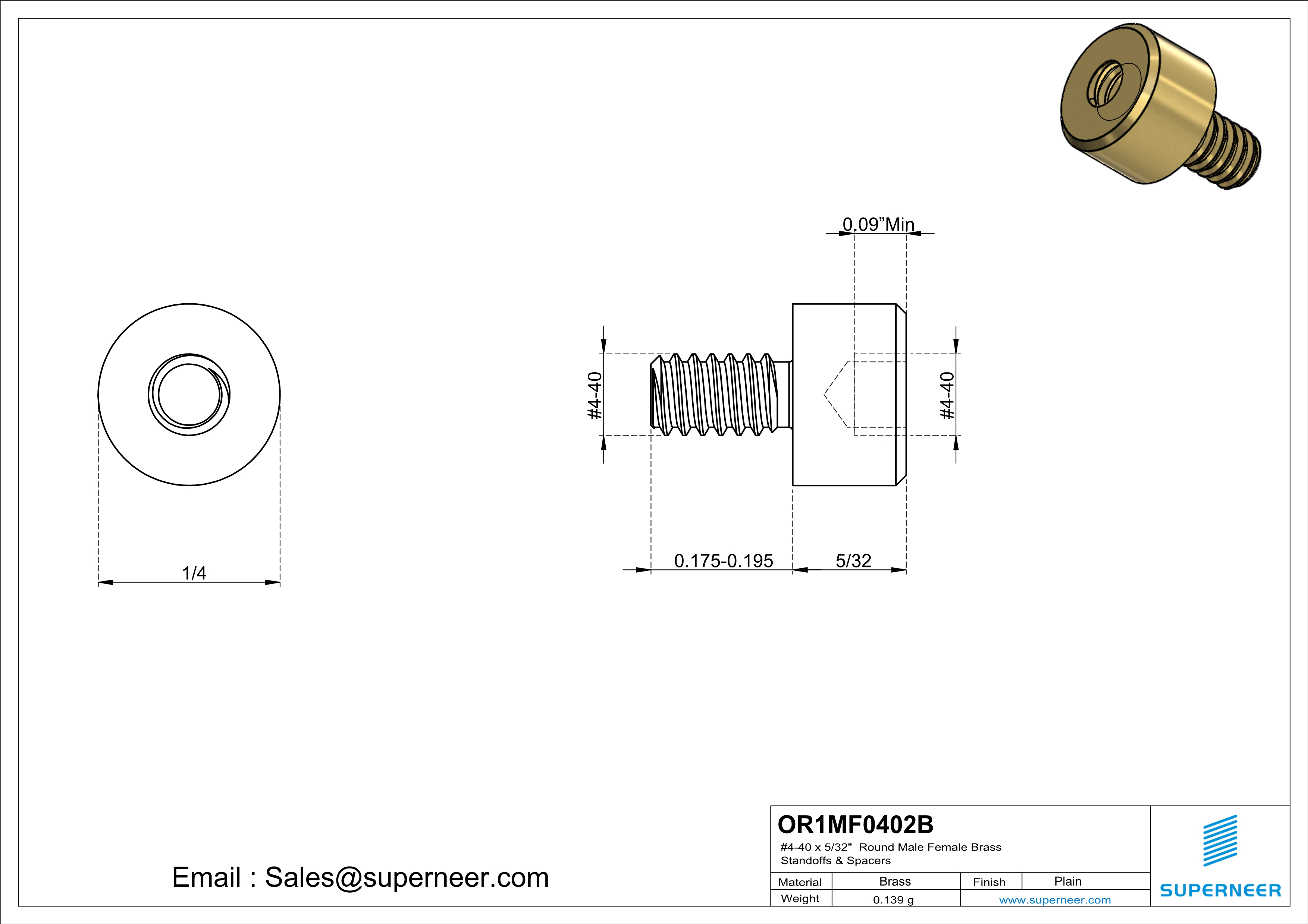 4-40 x 5/32" Round Male Female Brass Standoffs & Spacers