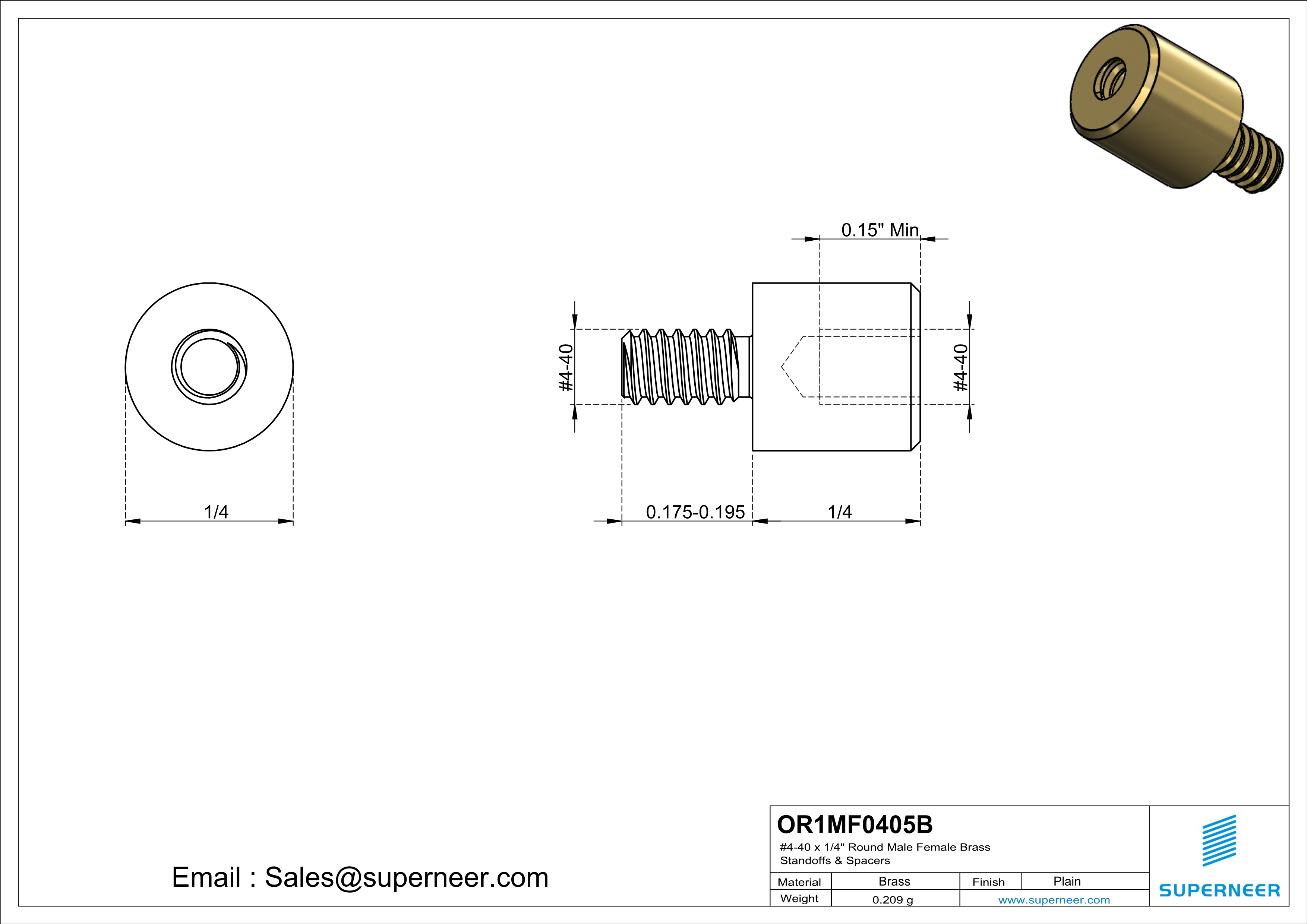 4-40 x 1/4" Round Male Female Brass Standoffs & Spacers