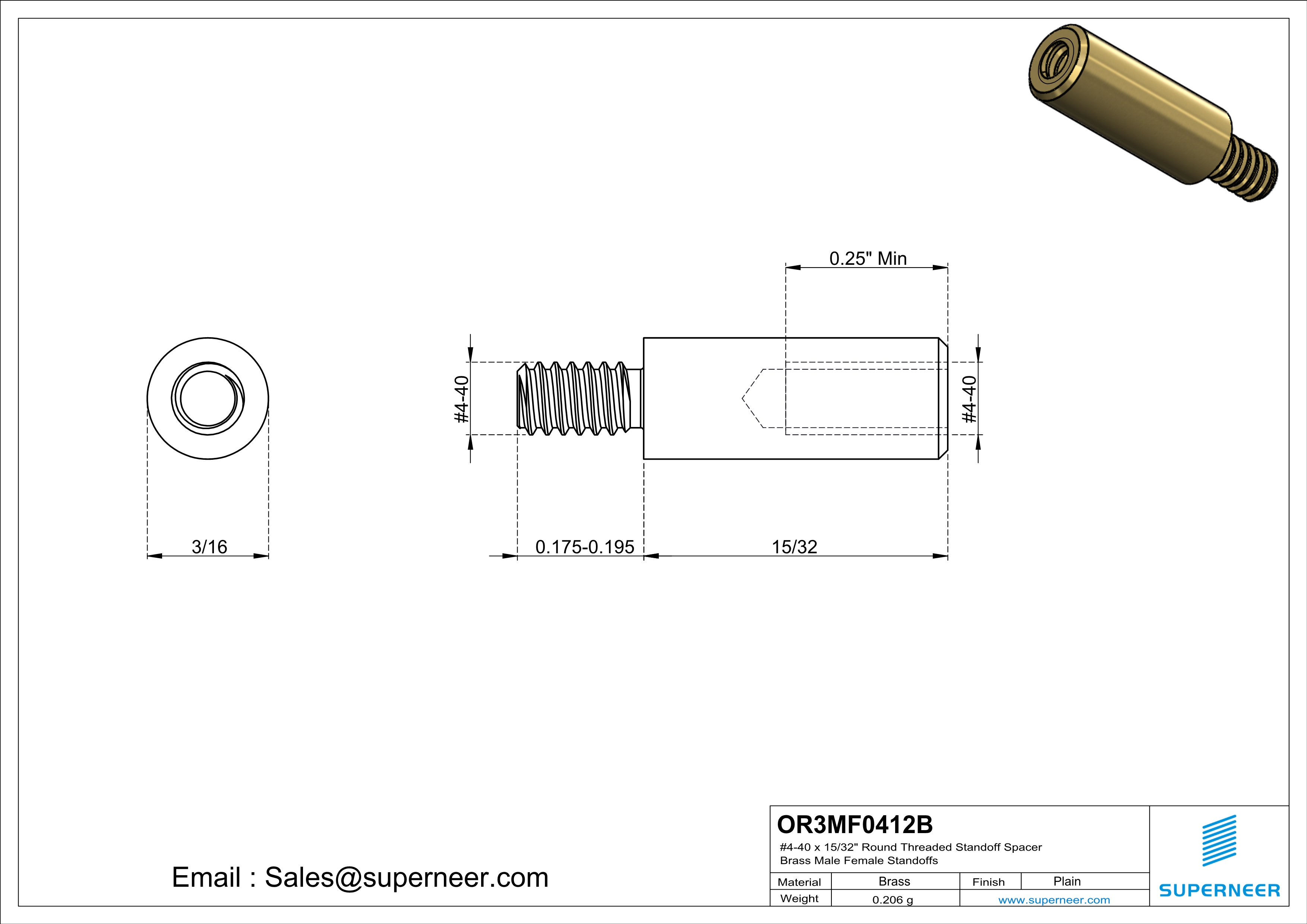 4-40 x 15/32" Round Threaded Standoff Spacer Brass Male Female Standoffs