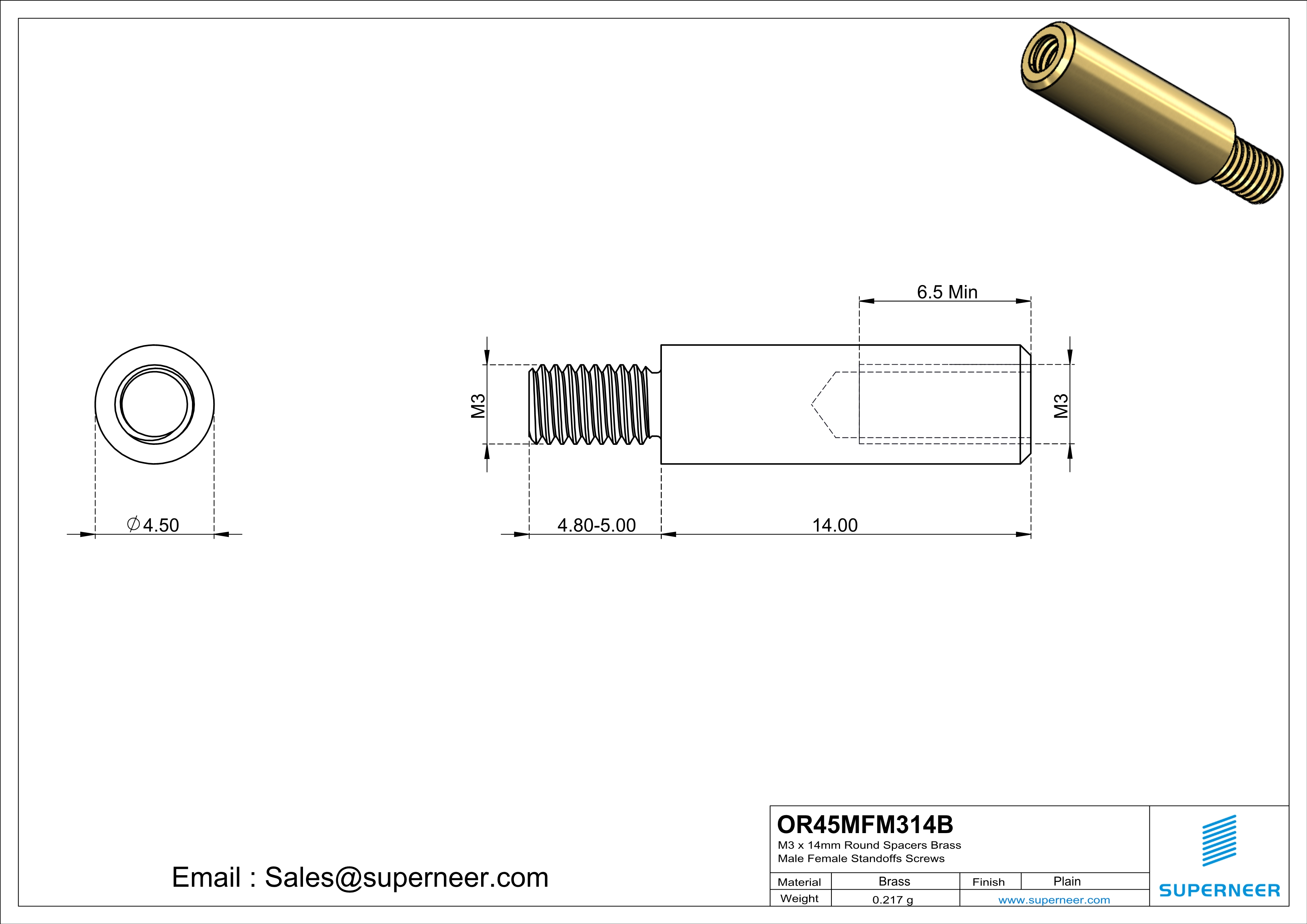 M3 x 14mm Round Spacers Brass Male Female Standoffs Screws