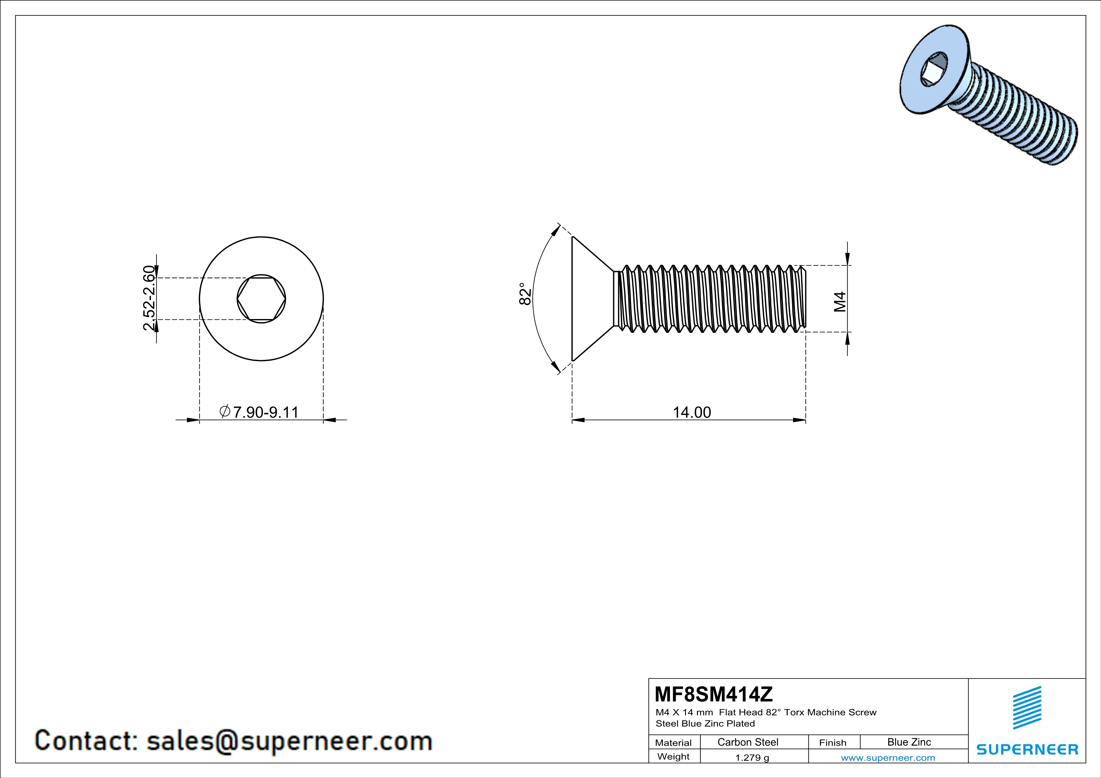 M4 x 12 mm Flat Head 82&deg; Socket Cap Machine Screw Steel Blue Zinc Plated