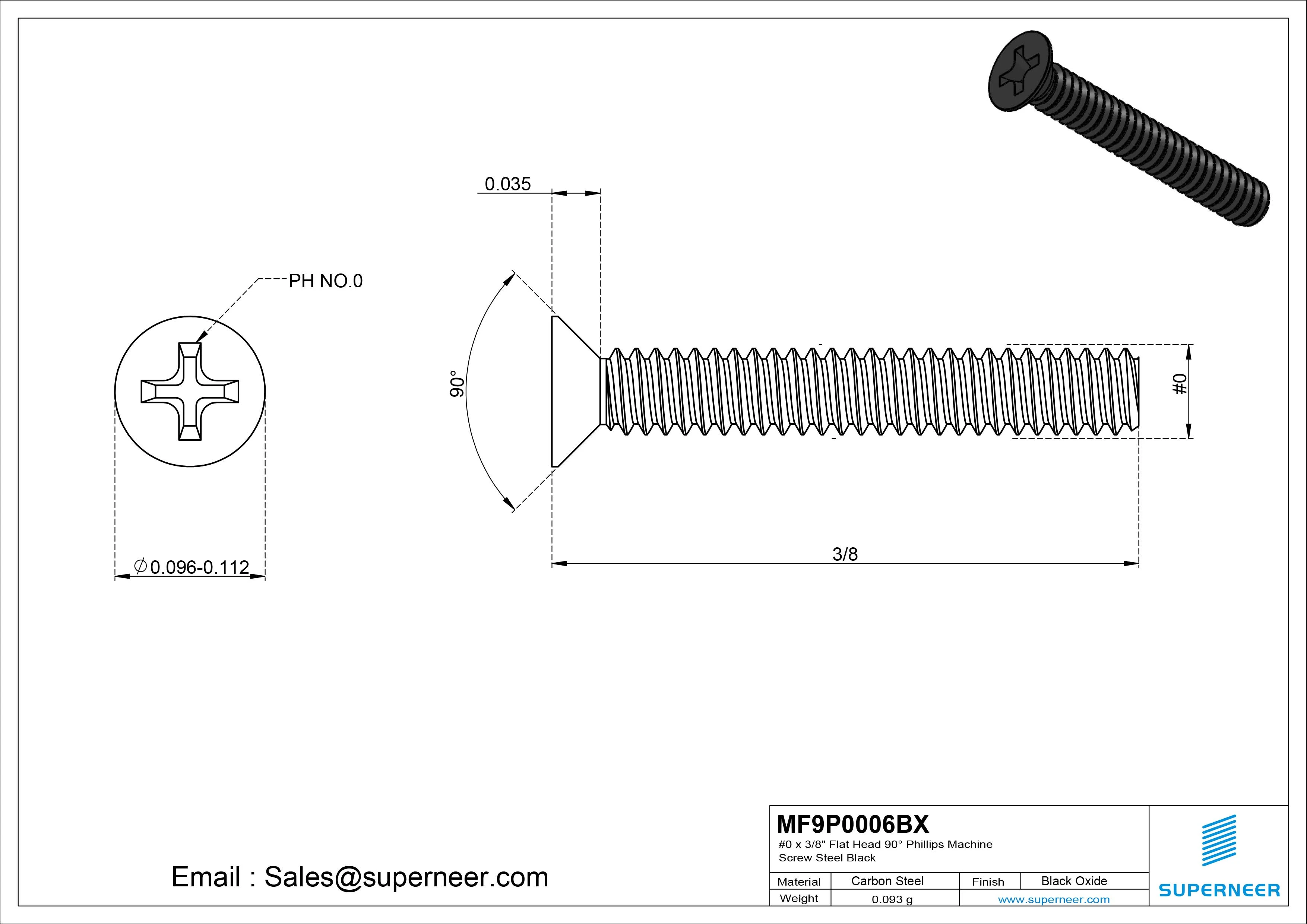 #0-80 x 3/8" Flat Head 90&deg;  Phillips Machine Screw Steel Black Oxide ANSI/ASME B18.6.3 