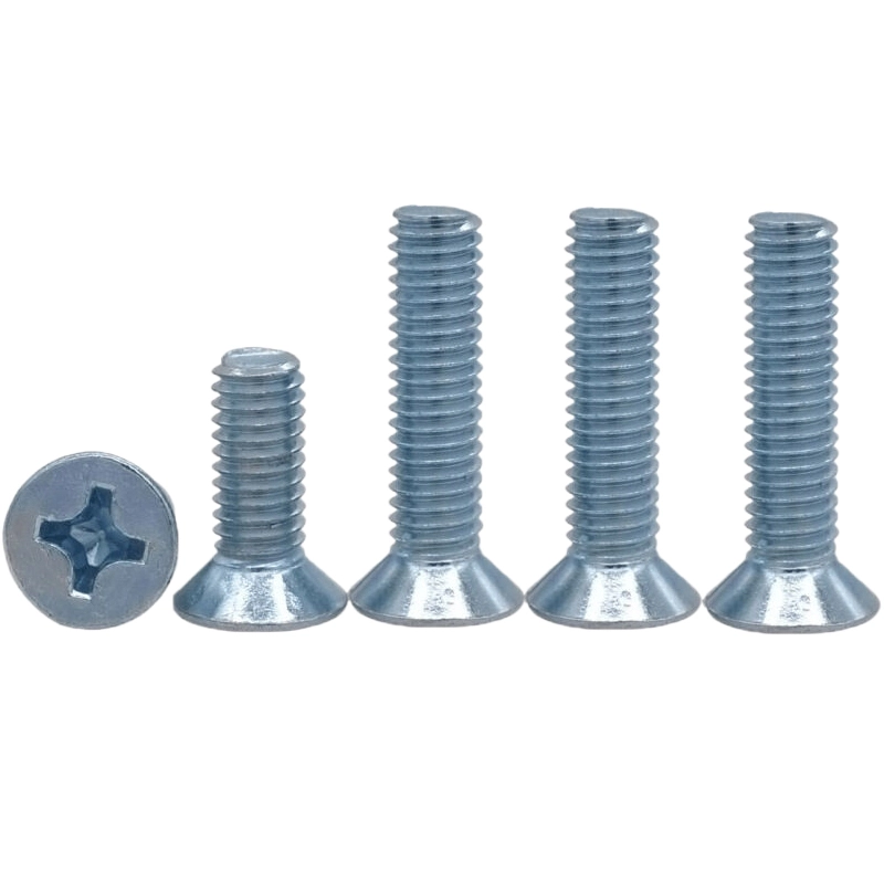 2-56 x 3/16" Flat Head 82° Phillips Machine Screw Steel Blue Zinc Plated