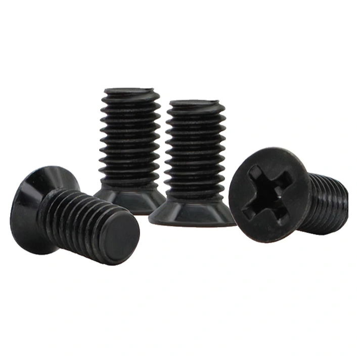 M3 x 10 mm Flat Head 120° Phillips Machine Screw Steel Black