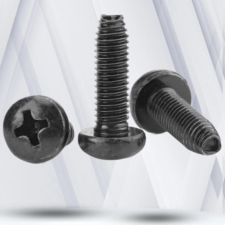 8-32 × 3/8 Pan Head Phillips Thread Forming  Screws for Metal  Steel Black