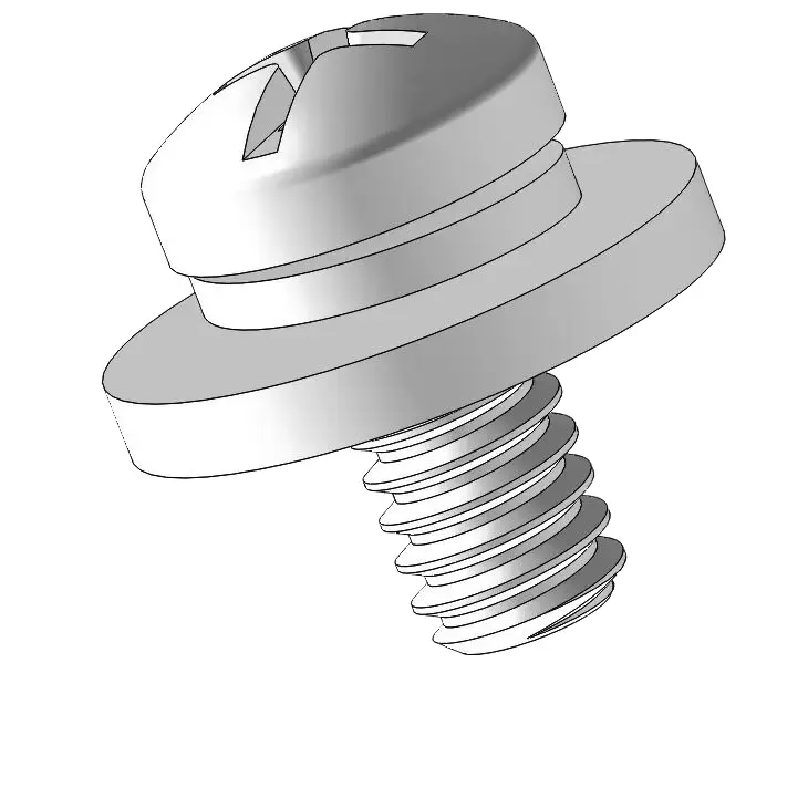 2-56 x 3/16" Pan Head Phillips Slot SEMS Screws with Spring and Flat Washer SUS304 Stainless Steel Inox