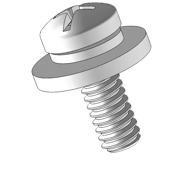 2-56 x 1/4" Pan Head Phillips Slot SEMS Screws with Spring and Flat Washer SUS304 Stainless Steel Inox