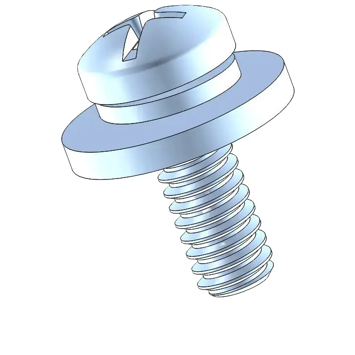 2-56 x 1/4" Pan Head Phillips Slot SEMS Screws with Spring and Flat Washer Steel Blue Zinc Plated