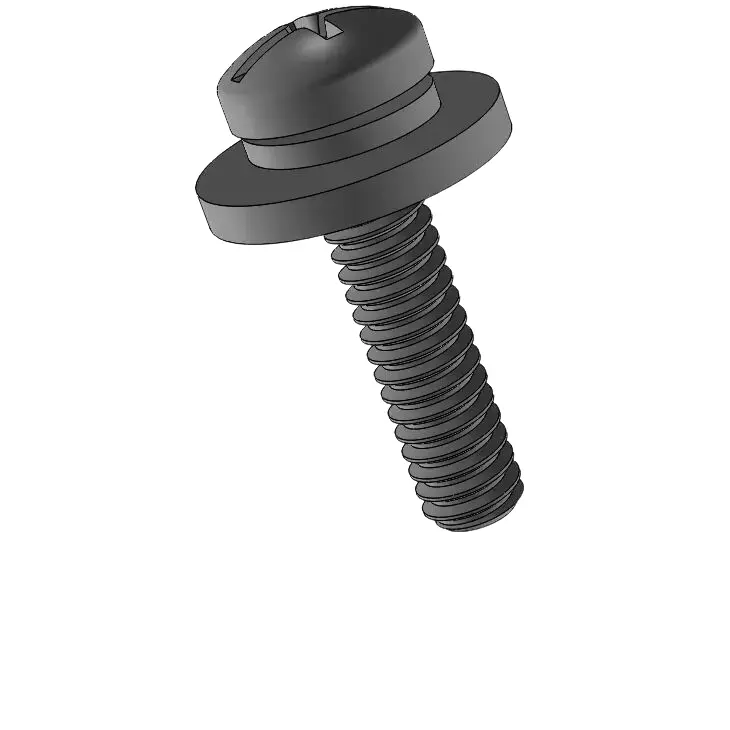 2-56 x 3/8" Pan Head Phillips Slot SEMS Screws with Spring and Flat Washer Steel Black