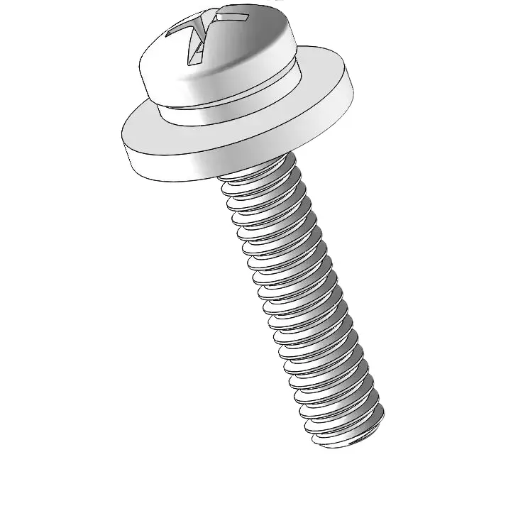 2-56 x 7/16" Pan Head Phillips Slot SEMS Screws with Spring and Flat Washer SUS304 Stainless Steel Inox