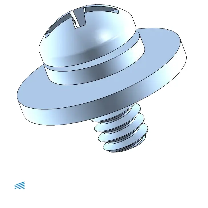 4-40 x 1/4" Pan Head Phillips Slot SEMS Screws with Spring and Flat Washer Steel Blue Zinc Plated