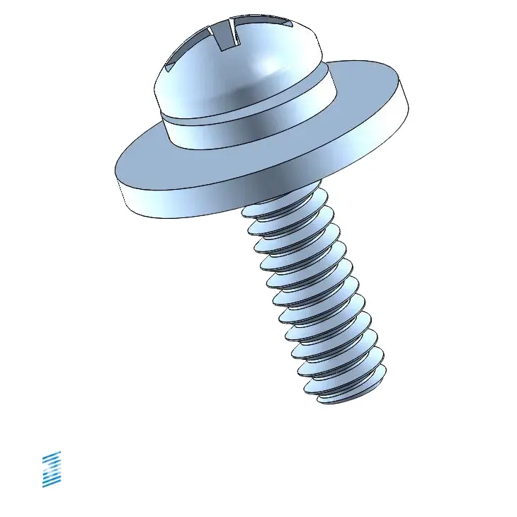 4-40 x 7/16" Pan Head Phillips Slot SEMS Screws with Spring and Flat Washer Steel Blue Zinc Plated