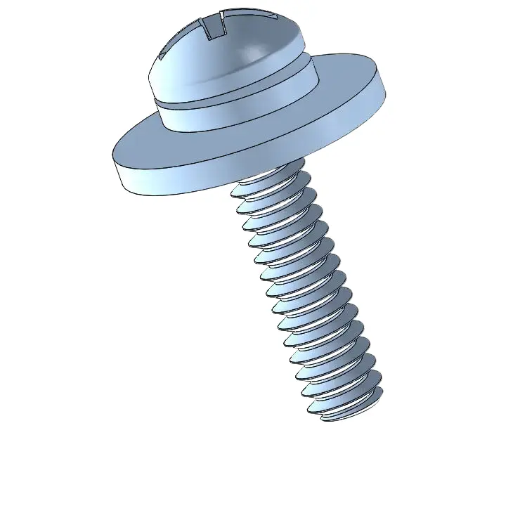 4-40 x 1/2" Pan Head Phillips Slot SEMS Screws with Spring and Flat Washer Steel Blue Zinc Plated