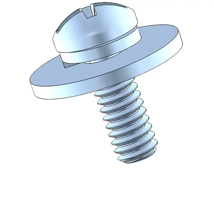 5-40 x 3/8" Pan Head Phillips Slot SEMS Screws with Spring and Flat Washer Steel Blue Zinc Plated