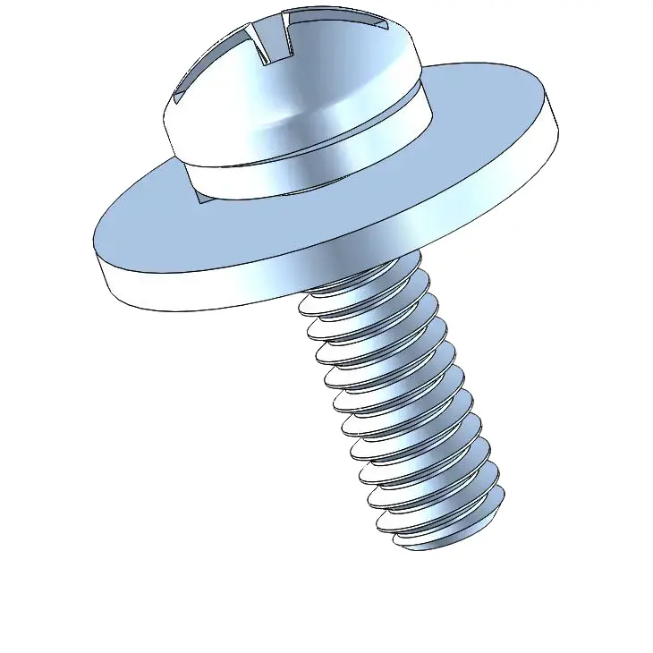 5-40 x 7/16" Pan Head Phillips Slot SEMS Screws with Spring and Flat Washer Steel Blue Zinc Plated