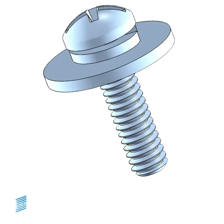 5-40 x 1/2" Pan Head Phillips Slot SEMS Screws with Spring and Flat Washer Steel Blue Zinc Plated