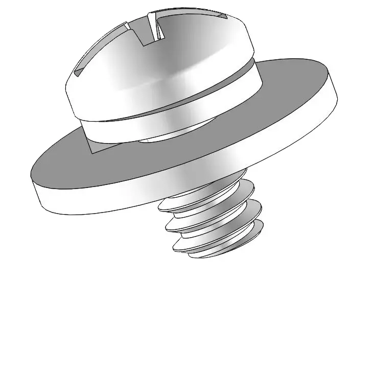 6-32 x 1/4" Pan Head Phillips Slot SEMS Screws with Spring and Flat Washer SUS304 Stainless Steel Inox