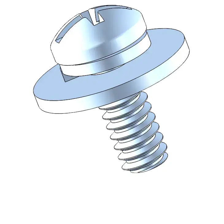 6-32 x 3/8" Pan Head Phillips Slot SEMS Screws with Spring and Flat Washer Steel Blue Zinc Plated