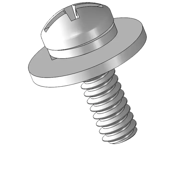 6-32 x 7/16" Pan Head Phillips Slot SEMS Screws with Spring and Flat Washer SUS304 Stainless Steel Inox