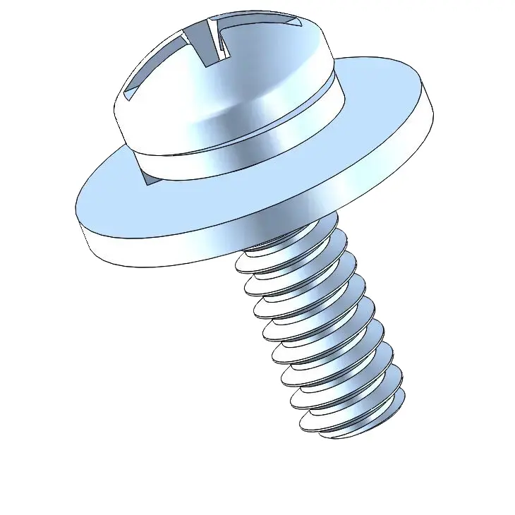 6-32 x 7/16" Pan Head Phillips Slot SEMS Screws with Spring and Flat Washer Steel Blue Zinc Plated