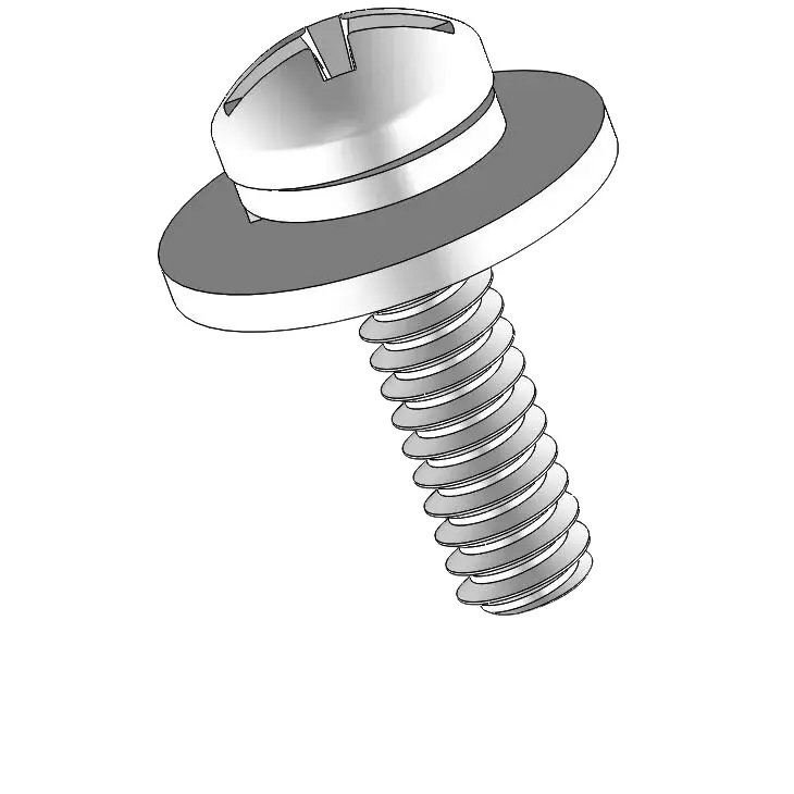 6-32 x 1/2" Pan Head Phillips Slot SEMS Screws with Spring and Flat Washer SUS304 Stainless Steel Inox