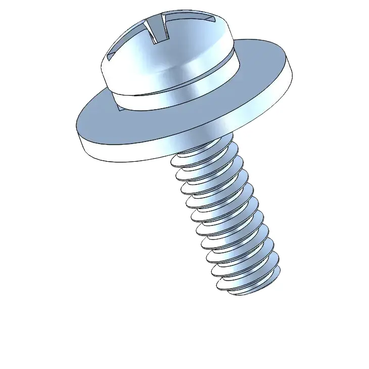 6-32 x 1/2" Pan Head Phillips Slot SEMS Screws with Spring and Flat Washer Steel Blue Zinc Plated