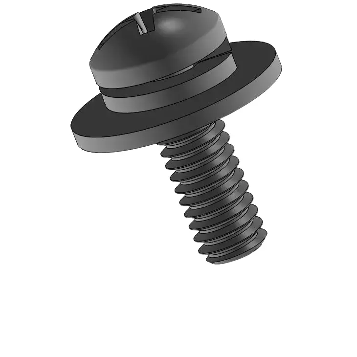 8-32 x 1/2" Pan Head Phillips Slot SEMS Screws with Spring and Flat Washer Steel Black