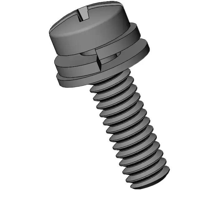 M2 x 7mm Pan Head Phillips Slot SEMS Screws with Spring and Flat Washer Steel Black