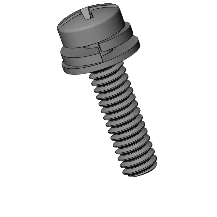 M2 x 8mm Pan Head Phillips Slot SEMS Screws with Spring and Flat Washer Steel Black