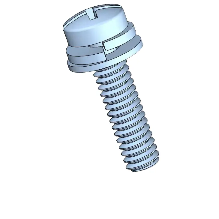 M2 x 8mm Pan Head Phillips Slot SEMS Screws with Spring and Flat Washer Steel Blue Zinc Plated