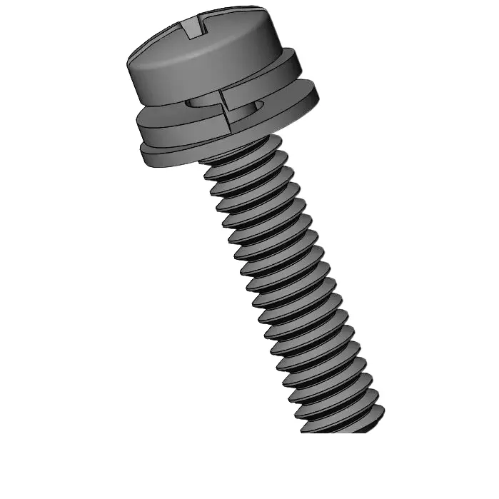 M2 x 9mm Pan Head Phillips Slot SEMS Screws with Spring and Flat Washer Steel Black