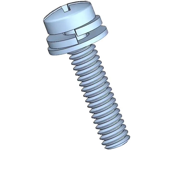 M2 x 9mm Pan Head Phillips Slot SEMS Screws with Spring and Flat Washer Steel Blue Zinc Plated