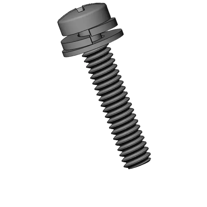 M2 x 10mm Pan Head Phillips Slot SEMS Screws with Spring and Flat Washer Steel Black