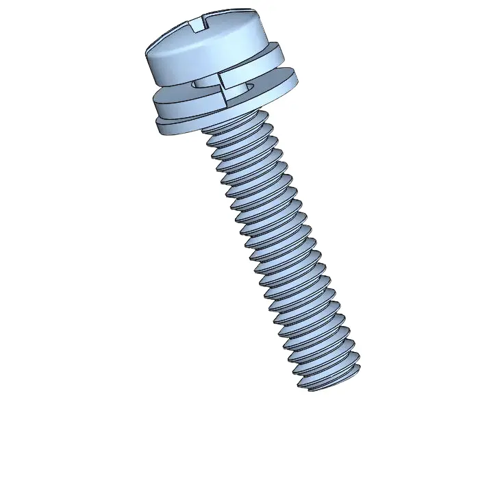 M2 x 10mm Pan Head Phillips Slot SEMS Screws with Spring and Flat Washer Steel Blue Zinc Plated