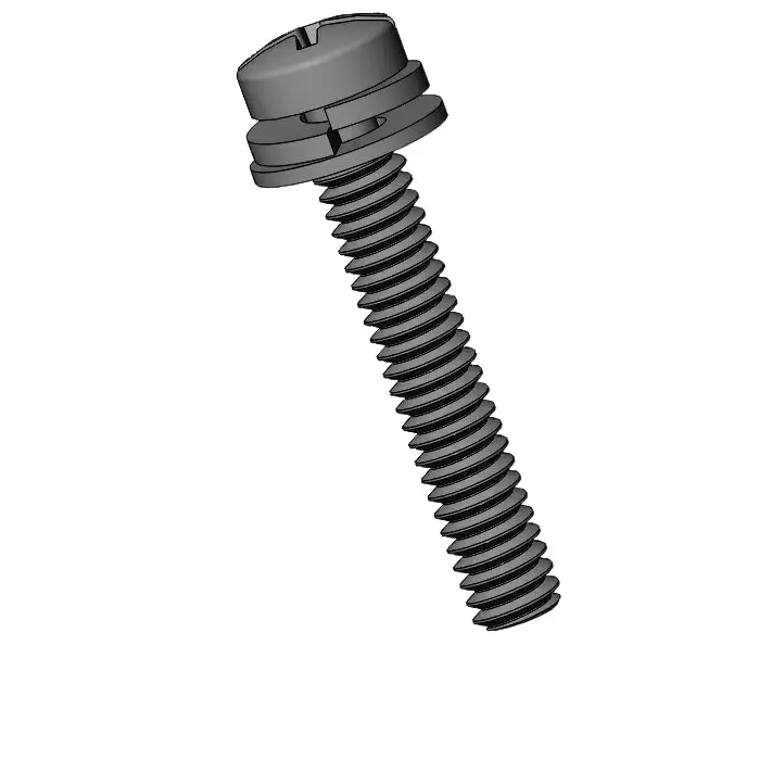 M2 x 12mm Pan Head Phillips Slot SEMS Screws with Spring and Flat Washer Steel Black