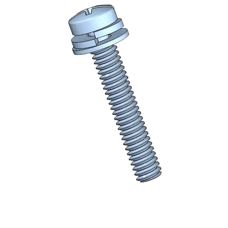 M2 x 12mm Pan Head Phillips Slot SEMS Screws with Spring and Flat Washer Steel Blue Zinc Plated