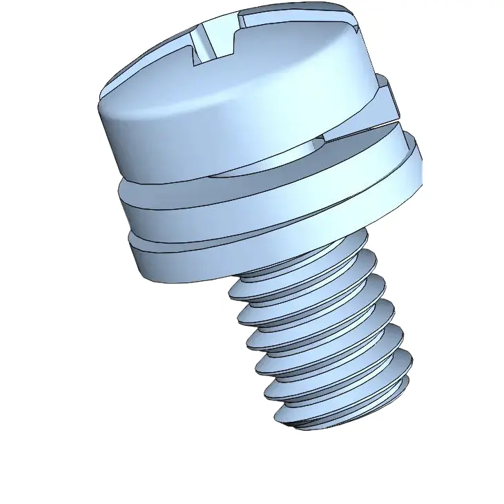 M2.5 x 5mm Pan Head Phillips Slot SEMS Screws with Spring and Flat Washer Steel Blue Zinc Plated