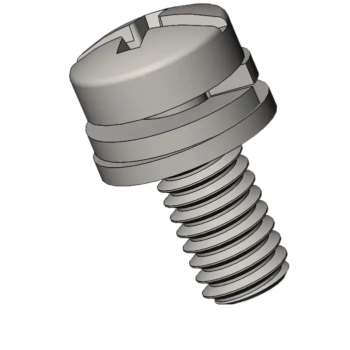 M2.5 x 6mm Pan Head Phillips Slot SEMS Screws with Spring and Flat Washer SUS304 Stainless Steel Inox