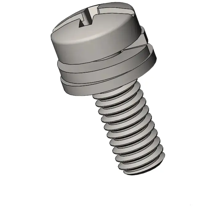 M2.5 x 7mm Pan Head Phillips Slot SEMS Screws with Spring and Flat Washer SUS304 Stainless Steel Inox