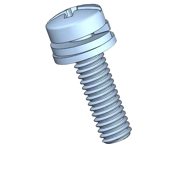 M2.5 x 9mm Pan Head Phillips Slot SEMS Screws with Spring and Flat Washer Steel Blue Zinc Plated