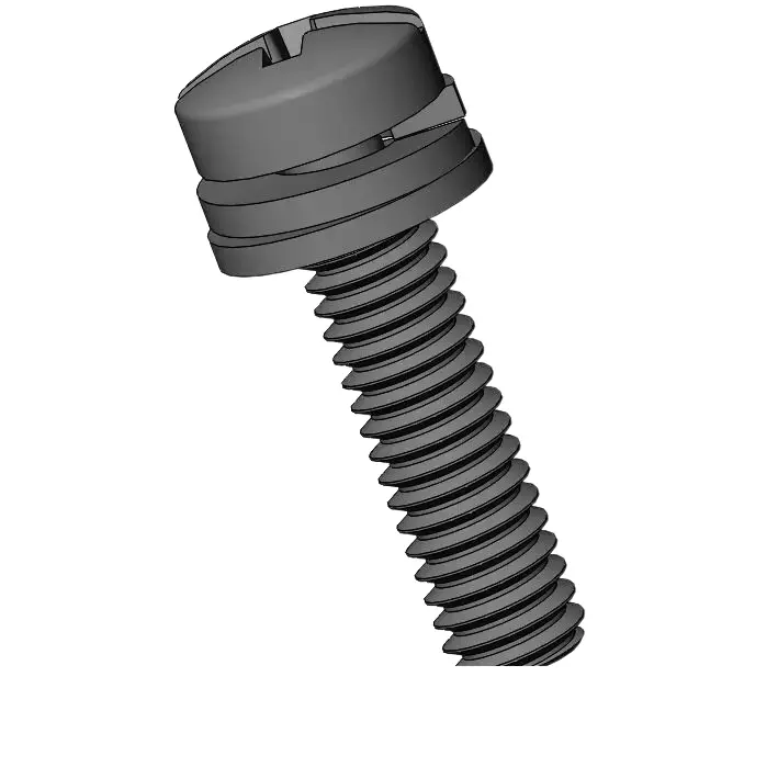 M2.5 x 10mm Pan Head Phillips Slot SEMS Screws with Spring and Flat Washer Steel Black