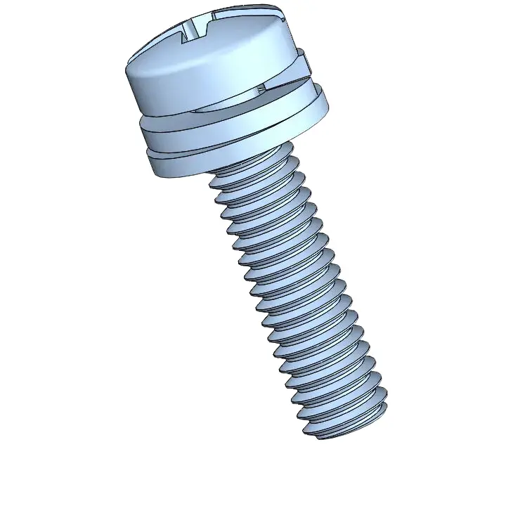 M2.5 x 10mm Pan Head Phillips Slot SEMS Screws with Spring and Flat Washer Steel Blue Zinc Plated